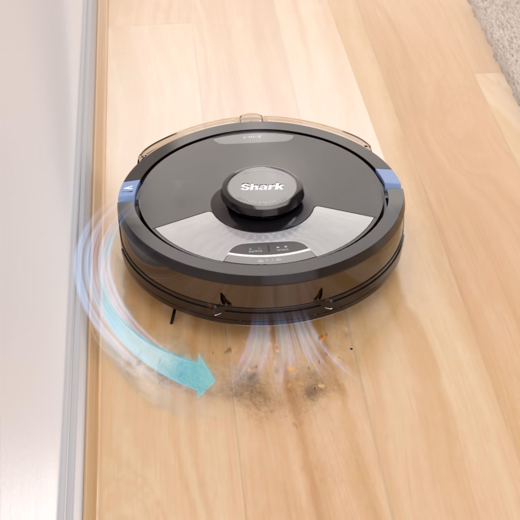 Shark Matrix Plus RV2610WACA using CleanEdge air blasts along the edge of a hard floor