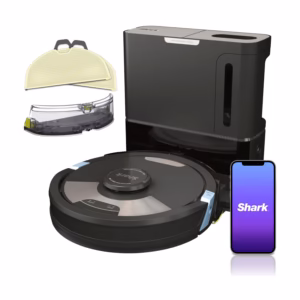 Shark Matrix Plus Robot Vacuum RV2610WACA with its XL self-empty base, mop pads and the SharkClean app