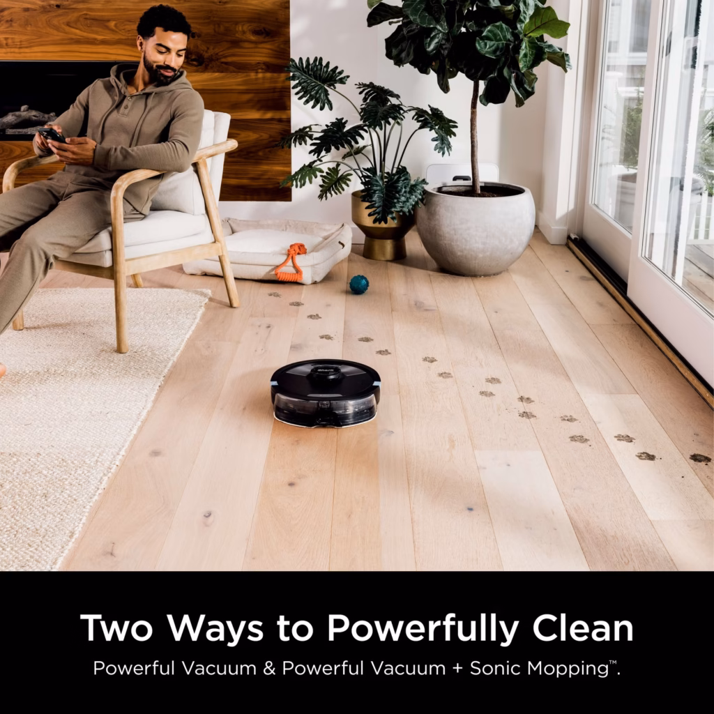 Shark Matrix Plus RV2610WACA cleaning a hardwood floor as a vacuum and sonic mop