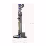 Shark PowerDetect IP3251C on its dock with measurements of 10.24 in wide, 18.6 in deep and 46.34 in tall