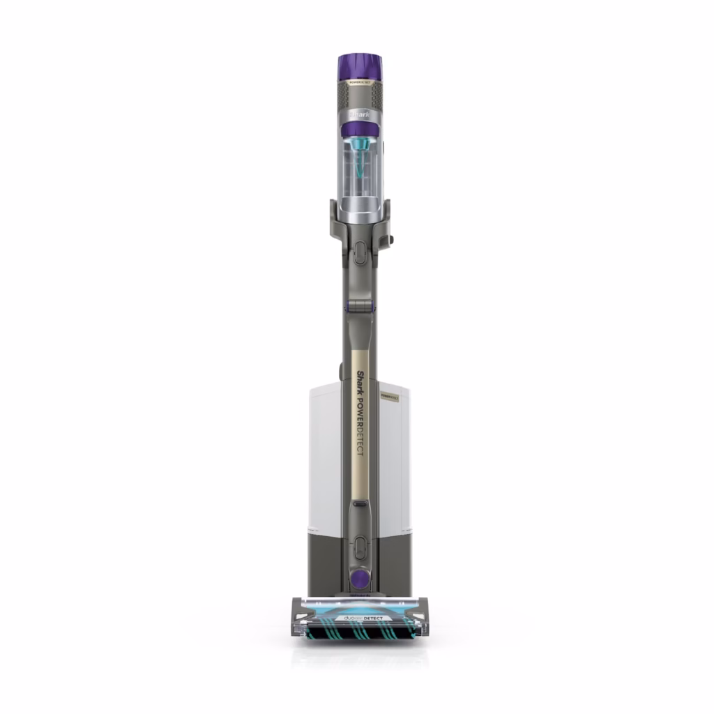 Shark PowerDetect IP3251C cordless stick vacuum standing on its Auto-Empty dock, straight front view
