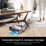 Shark PowerPro Flex IZ380HC with the MultiFLEX wand bent flat to clean under a low coffee table