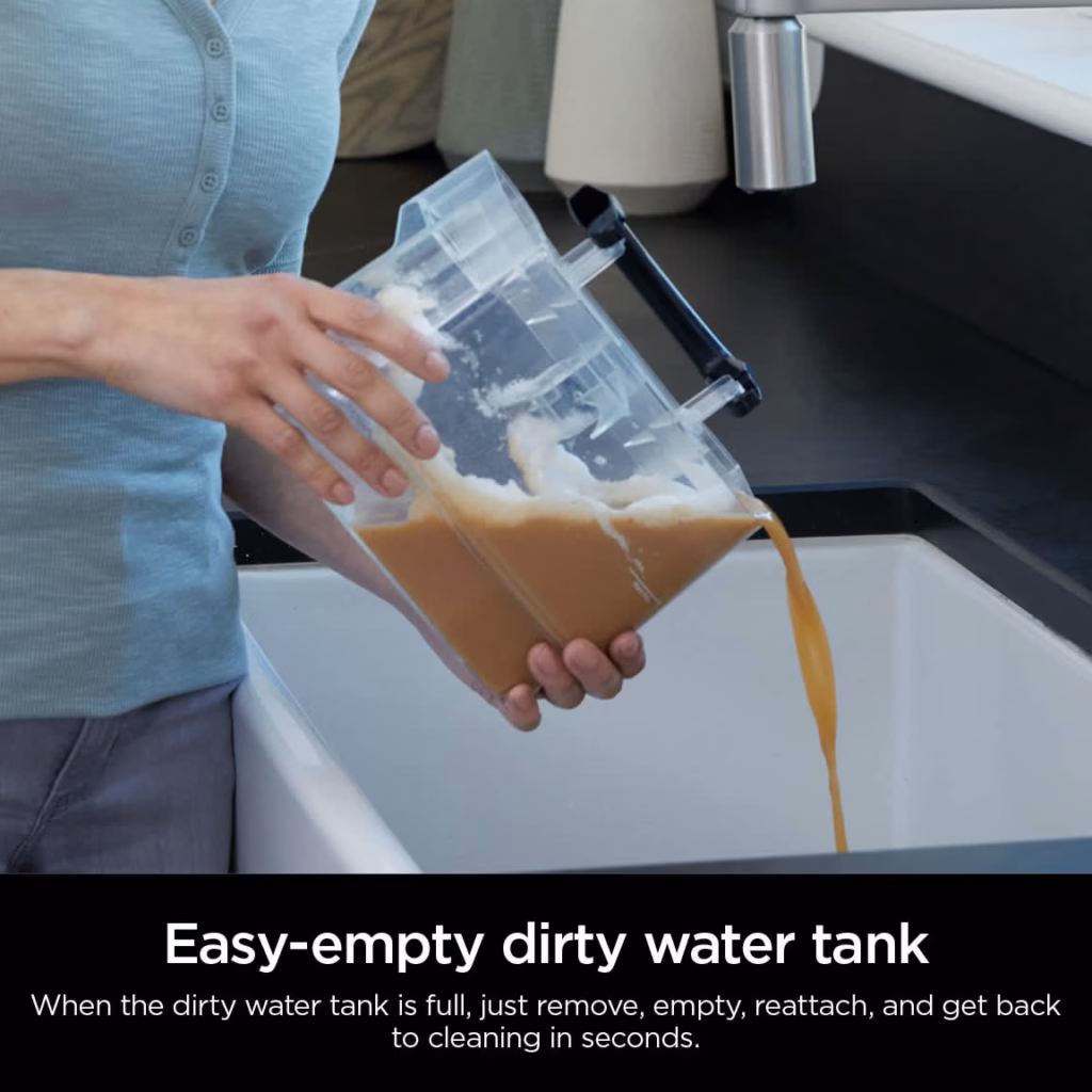 Emptying the Shark StainStriker PX200C dirty water tank into a kitchen sink